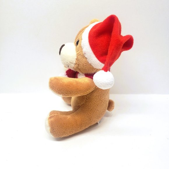 Ideen Welt German Plush Teddy Bear Santa Hat Christmas Stuffed Animal 5" - Picture 2 of 6